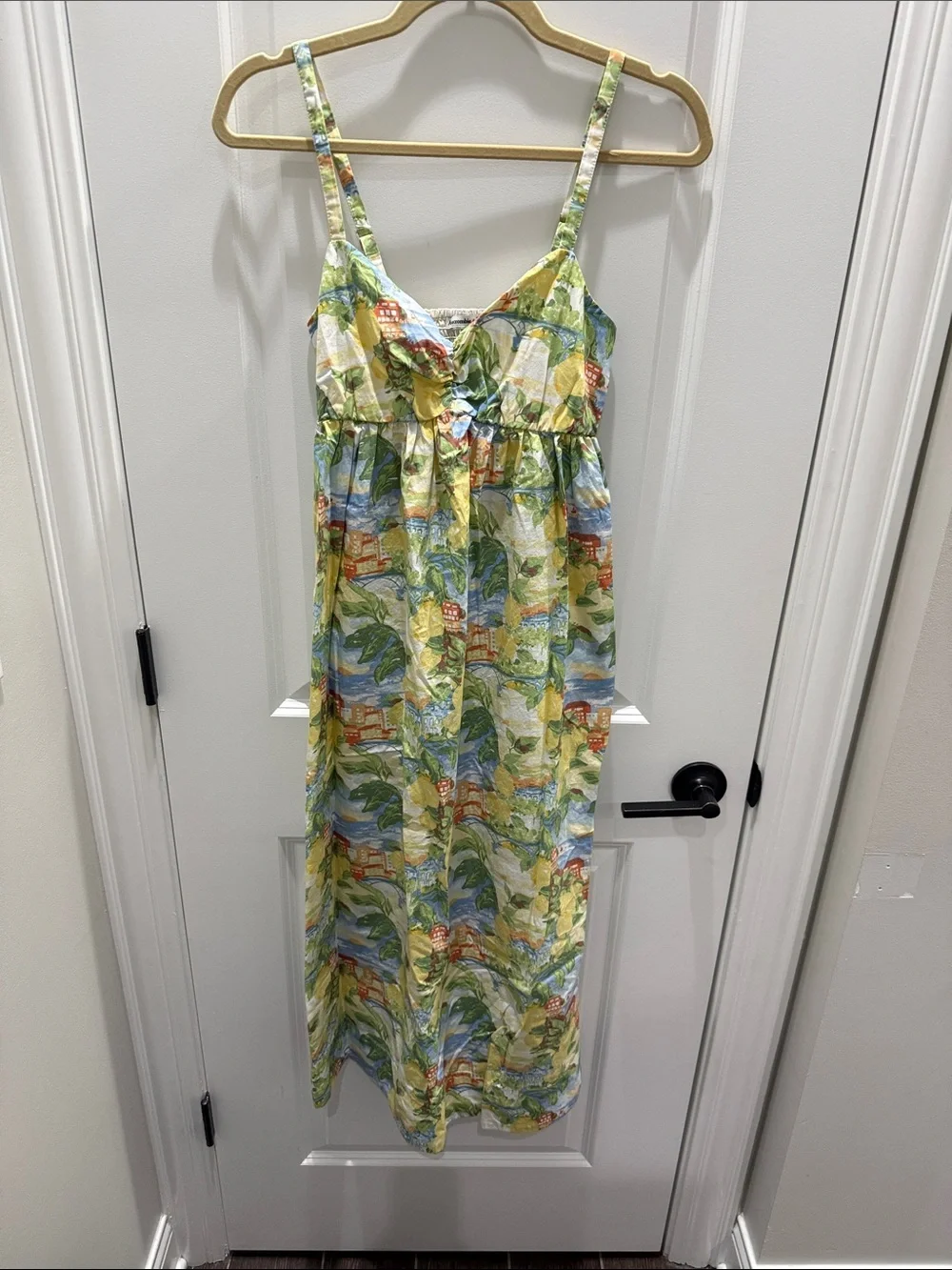 Abercrombie & Fitch Tropical Print Maxi Dress in Yellow, Green and Blue